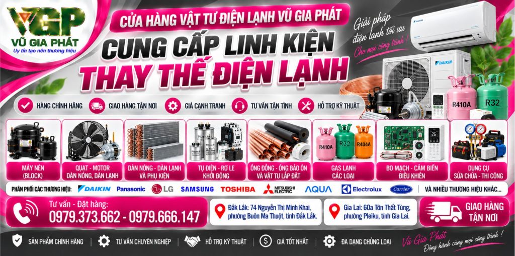 Cửa hàng bán linh kiện thay thế điện lạnh ở Buôn Ma Thuột Đắk Lắk