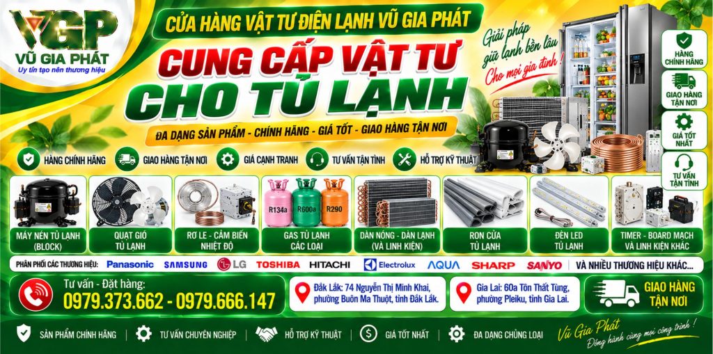 Cửa hàng bán vật tư cho tủ lạnh ở Buôn Ma Thuột Đắk Lắk