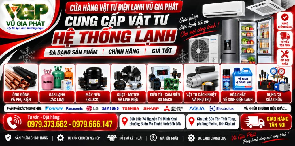 Cửa hàng bán vật tư hệ thống lạnh ở Buôn Ma Thuột Đắk Lắk