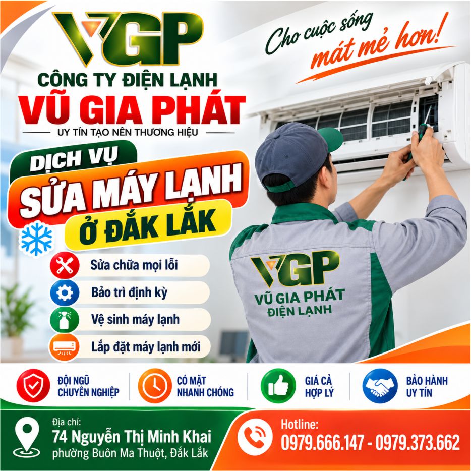 Dịch vụ sửa máy lạnh tận nhà ở Đắk Lắk