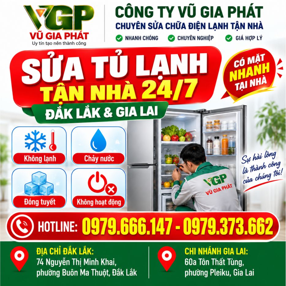 Dịch vụ sửa tủ lạnh tận nhà ở Đắk Lắk